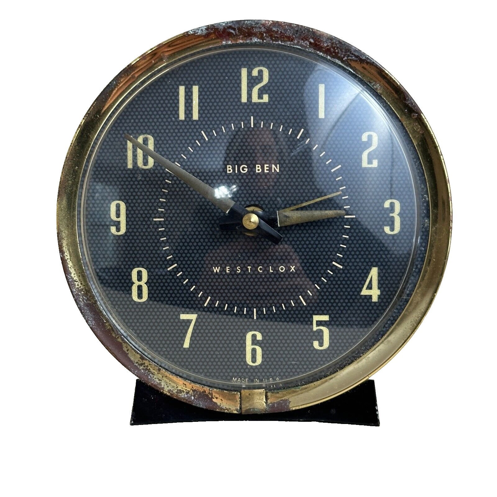 Vintage MCM Westclox Big Ben Black Gold Wind Up Round Shape Alarm Clock USA