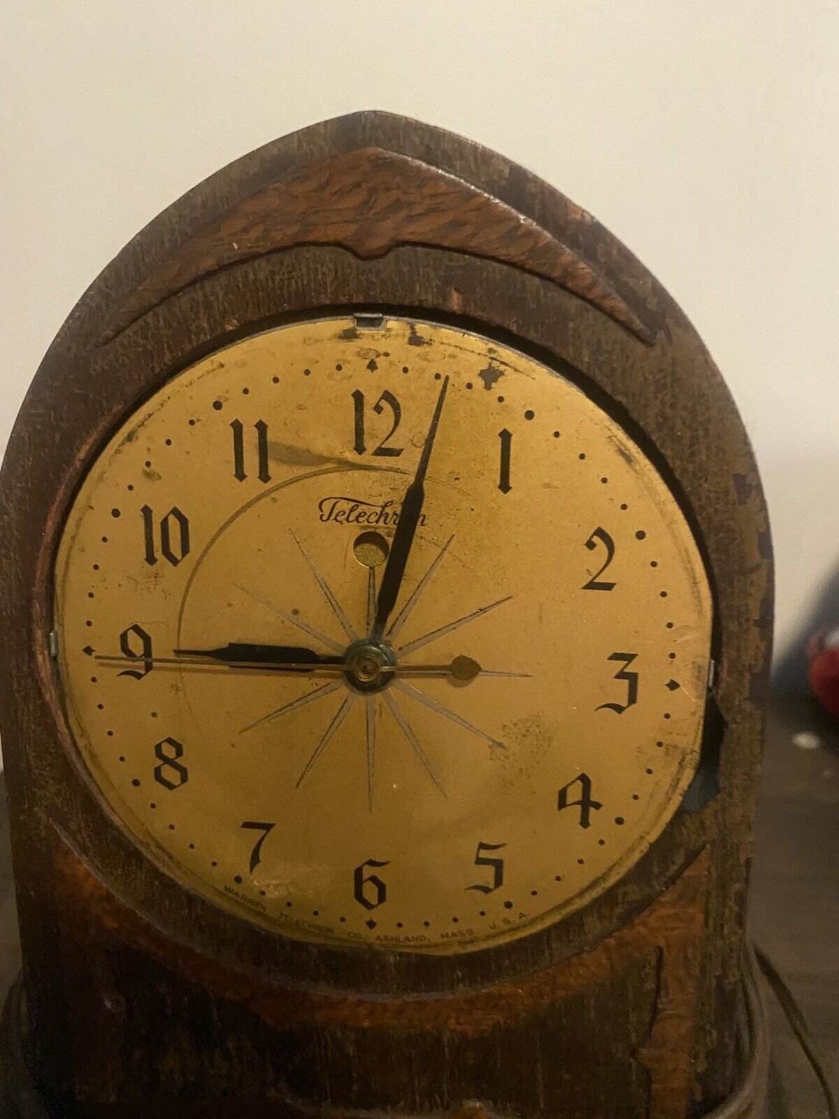 Vintage New Haven Antique Brass Desk Clock 4''x 3''
