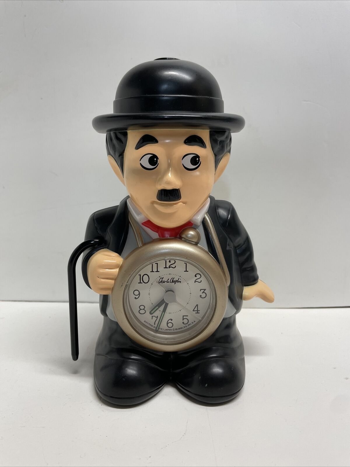 Vintage Rhythm Bubbles Inc Charlie Chaplin Quartz Alarm Clock In Working Order!