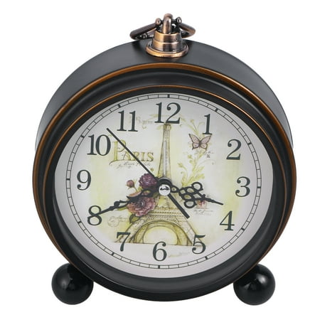 Vintage Style Alarm Clock Silent Antique Retro Table Clock Decorative Quiet Non-Ticking Clock Classic Retro Clock Desk Alarm Clock (No Battery Included)