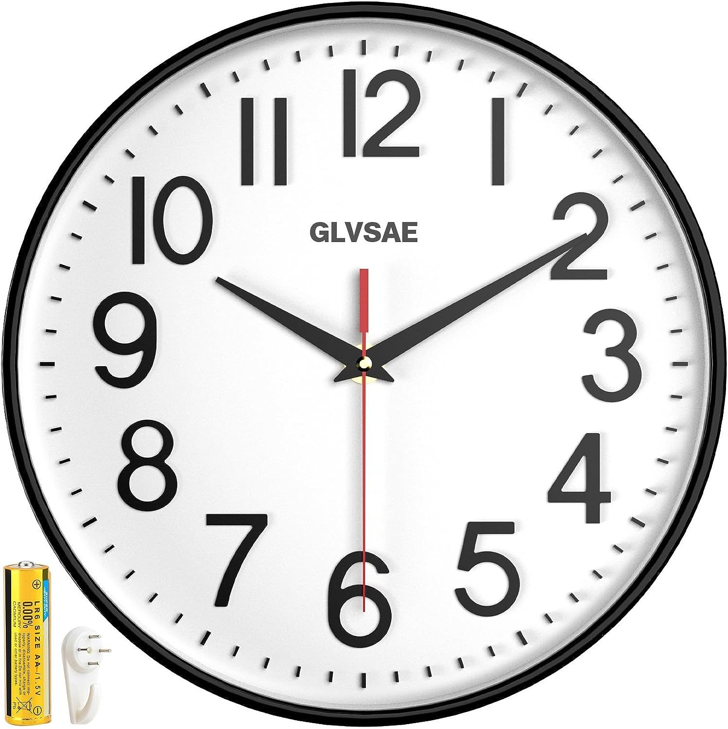 Wall Clock 12 Inches Non-Ticking Wall Clocks Battery Operated Large Easy to Read