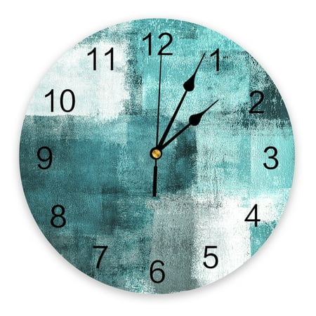 Watch Table Clocks Printed Clock Round Digital Room Living Decor Wall Clock Wall Mute PVC Aqua Geometric Abstract Painting Oil