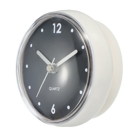 Waterproof Bathroom Clock Battery Operated Wall Clock with White Suction Cup, Black