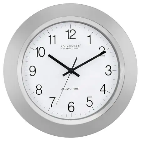 WBTAYB WT-3144S 14 Inch Atomic Analog Silver Wall Clock