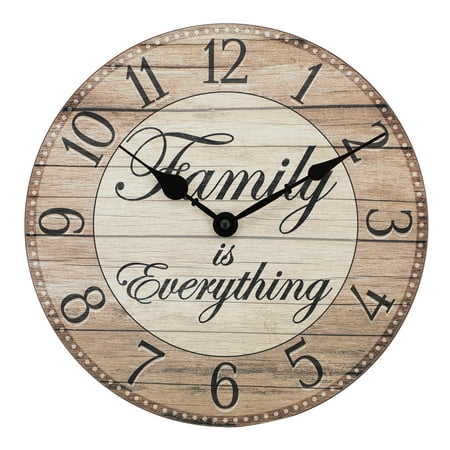 Westclox Light Brown Analog Family Is Everything Farmhouse Style 11 Analog QA MDF Wall Clock