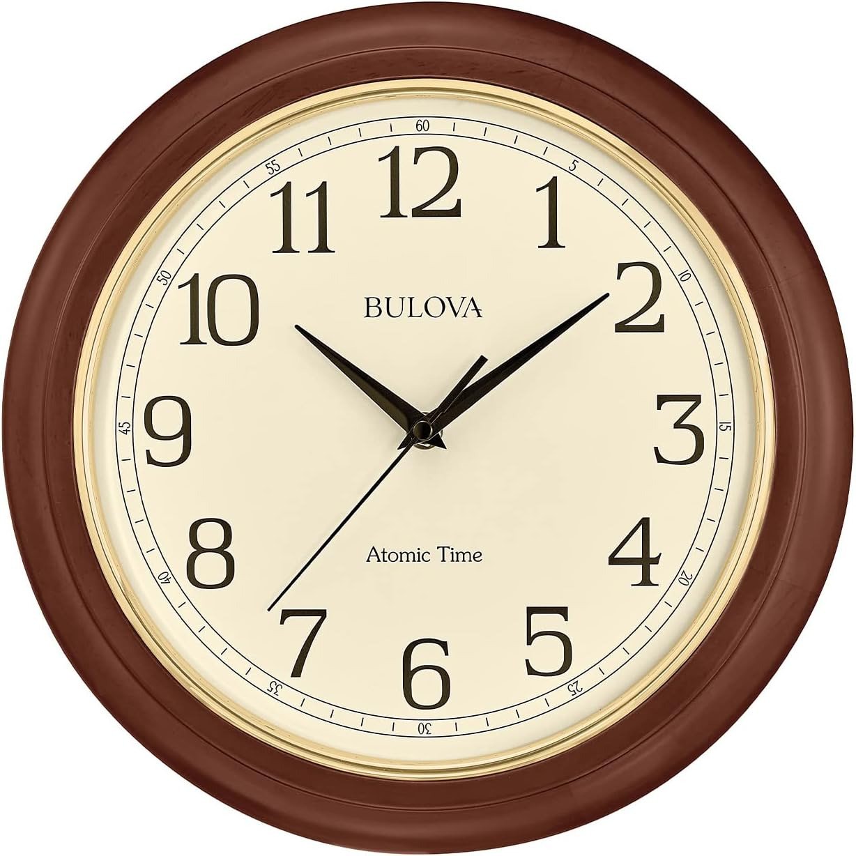 Wooden Atomic Analog Wall Clock, C5004 Atomic Time 2, Sets Automatically, Quartz