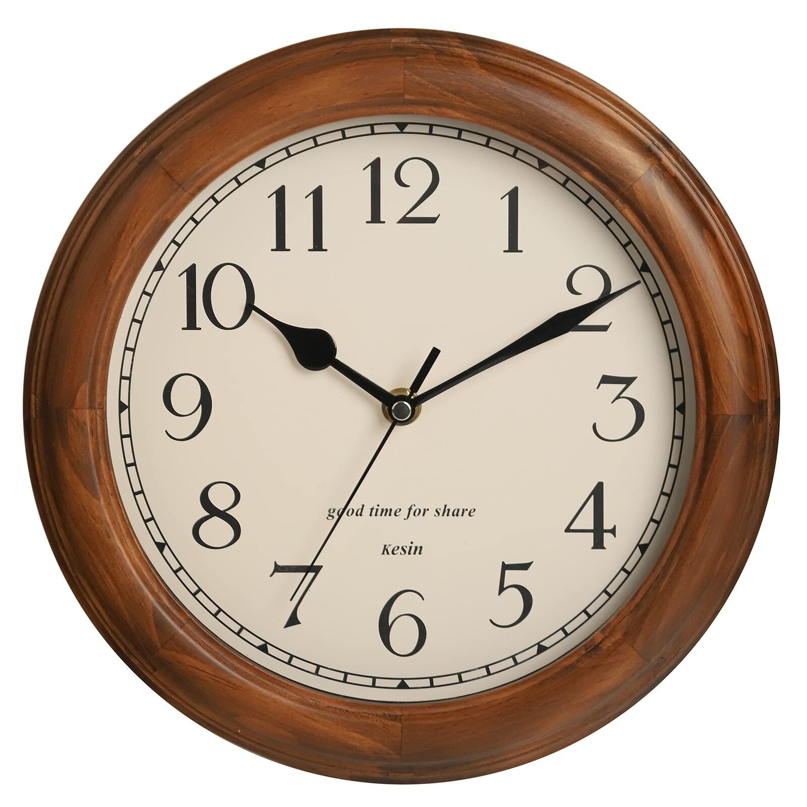 Wooden Wall Clock with Retro Design 11 Inches Round Wall Clock Battery Operated