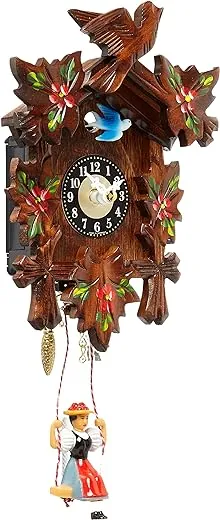 0126-6SQ Engstler Battery-Operated Clock-Mini Size with Music/Chimes-6.75 H x 5 W x 2.75 D, Brown