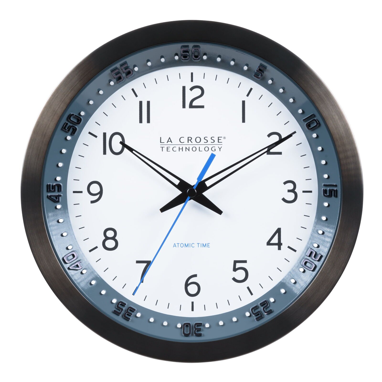 10" Black Chapter Ring Contemporary Atomic Analog Clock