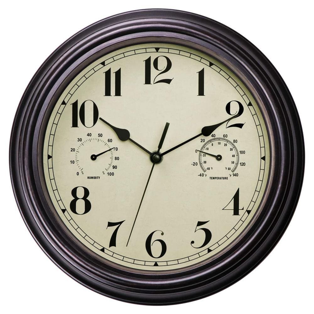 12 in. Bronze Indoor Outdoor Waterproof Wall Clock