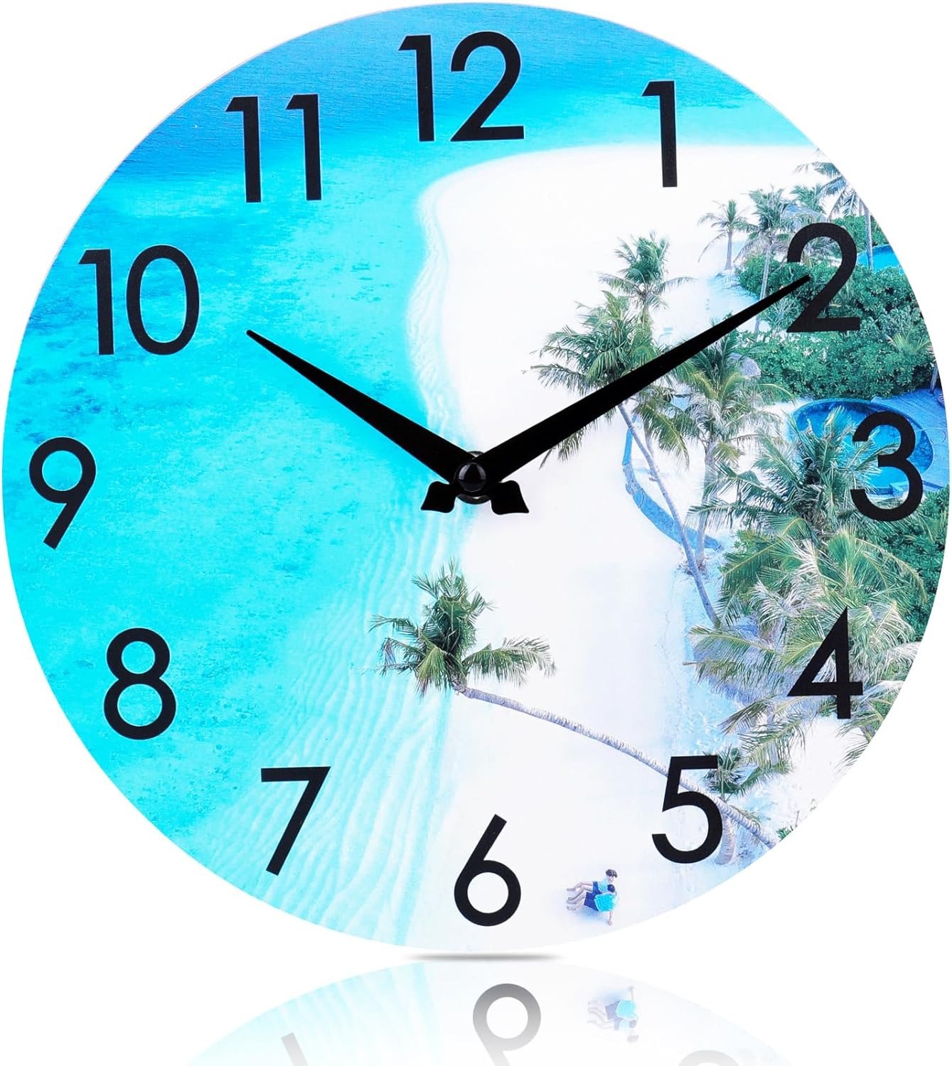 12" Outdoor Clock Waterproof - Beach Coastal Theme Nautical Blue Wall Clocks for