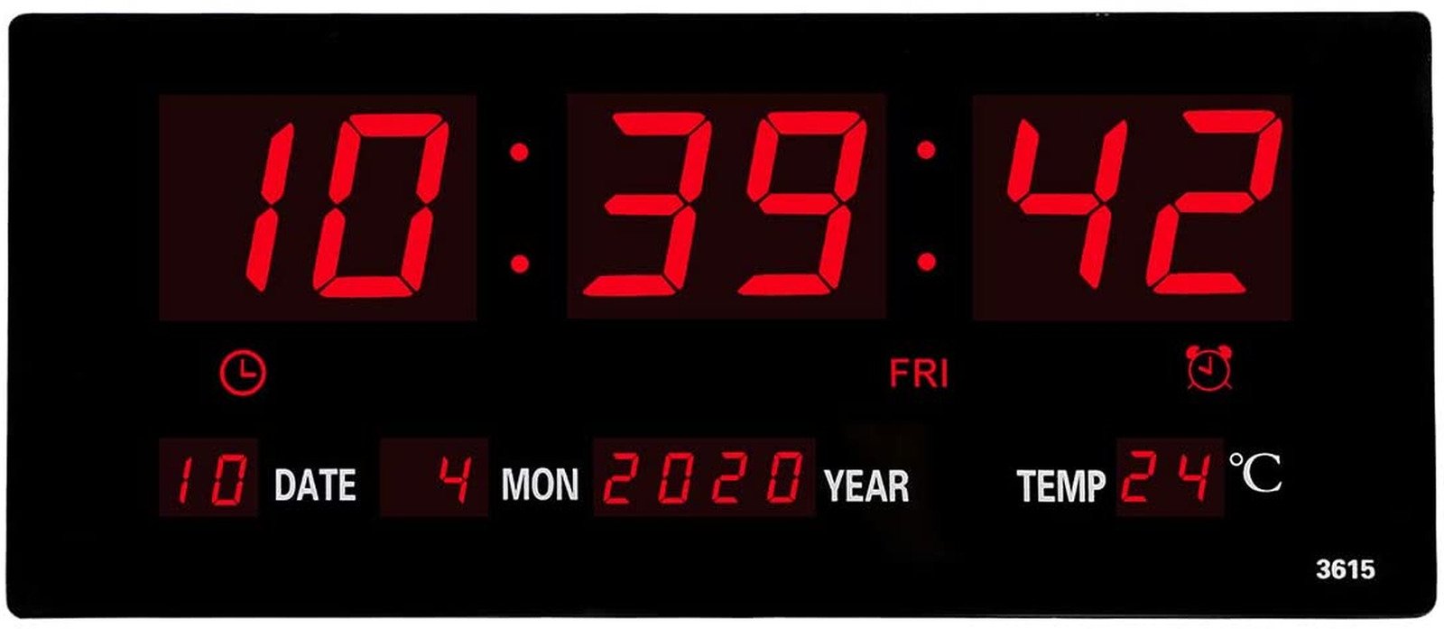 14.1 Inch Oversized LED Digital Wall Clock/Calendar Large Display with Indoor Te