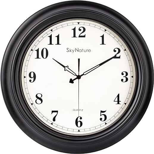 18 Inch Wall Clock, Silent Non-Ticking Battery Operated Large Indoor Outdoor Clock, Retro Round Metal Analog Wall Clock for Living Room, Kitchen, Office, Patio Decor - Black