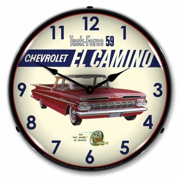 1959 El Camino LED Clock Garage Oil Car Man Cave Game Room Lighted Nostalgic