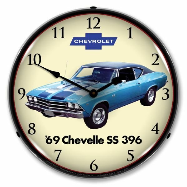 1969 Chevelle SS 396 LED Clock Garage Oil Car Man Cave Lighted Nostalgic