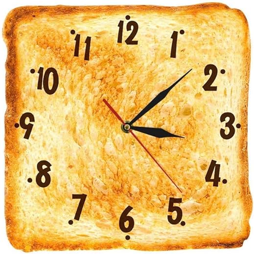 1PCS Toasted Bread Shape Wall Clock,Realistic Bread Wall Clock Wall Mounted Clock Hanging Wall Clock for Home