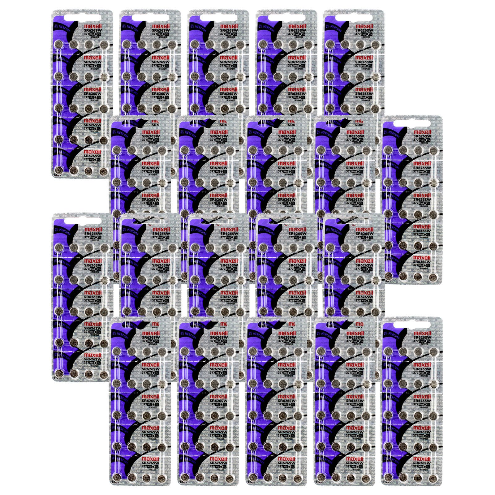 20x 20PK Maxell Silver Oxide Watch Battery SR626SW Low Drain Replaces 377