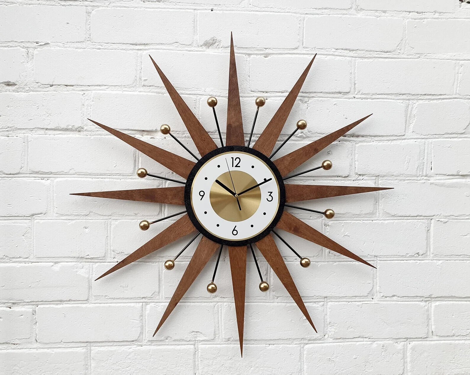 26"Starburst Atomic Wall Clock Handmade Sunburst Style George Nelson Modern