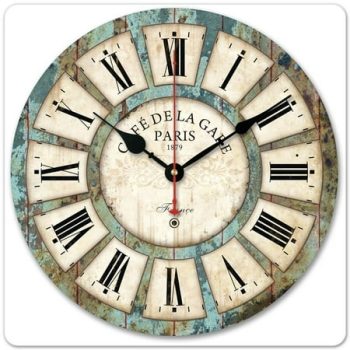 12 Inch Retro Wooden Wall Clock Farmhouse Decor,Silent Non Ticking Wall Clocks Large Decorative - Big Wood Atomic Analog Battery Operated - Vintage Rustic Colorful Tuscan Country Outdoor (#B)