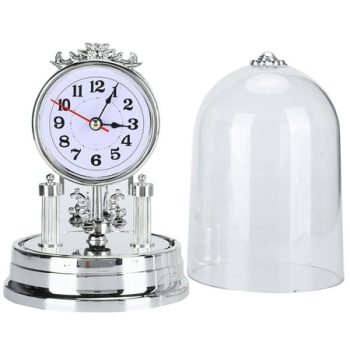 ACOUTO Exquisite Workmanship Home Decorative Table Clock, Silent Comfort Suitable for Living Room Bedroom Bathroom, Desktop Clock with Base Beautiful Silver