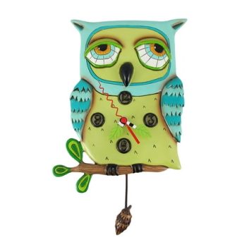 Allen Designs Old Blue Owl Pendulum Wall Clock