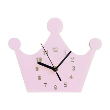 AOOOWER Wall Clock Kids Telling Time Clock Silent Non Ticking Easy to Read Numeral Crown Frame Wall Clocks for Kids Room Bedroom