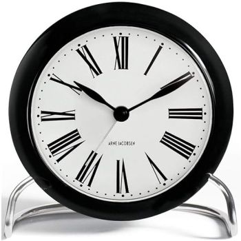 Arne Jacobsen Roman Table Clock, 11cm, Black/White