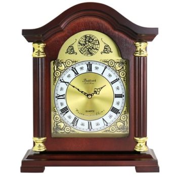 Bedford Clock Collection Redwood Mantel Clock with Chimes