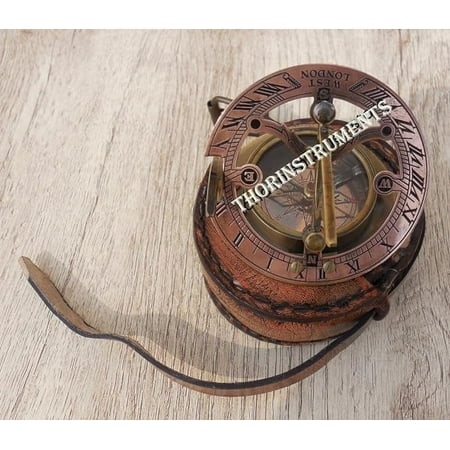 Brass Sundial Compass - Pocket Sundial -Brass Antiques West London TH08895 Rustic Vintage Home Decor Gifts