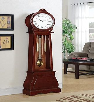 Coaster Home Furnishings Grandfather Clock with Chime Brown Red, 9D x 20W x 71.75H