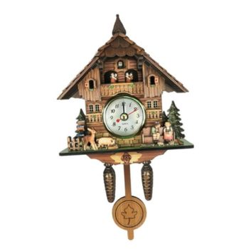 Creative Cuckoo Clock Carved Battery-operated Clock Wooden Handcrafted Clock , J