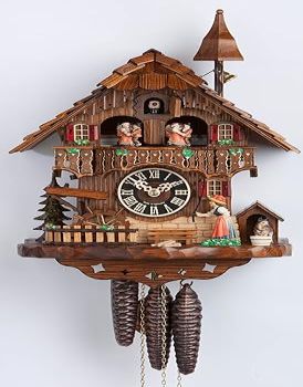 Cuckoo Clock Black Forest House, Turning Mill-Wheel HO 6777T