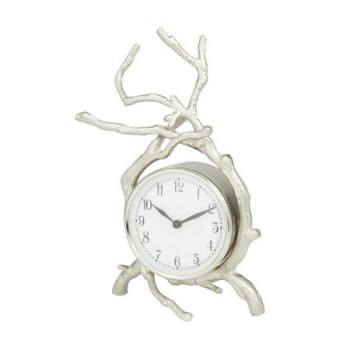 DecMode 13 Silver Aluminum Clock with Branch Accents