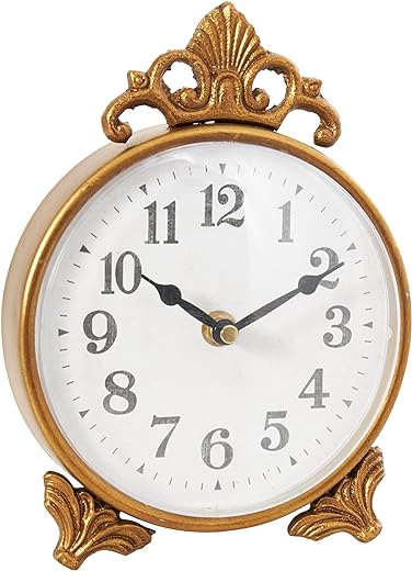 Deco 79 Metal Scroll Antique Style Clock, 6 x 2 x 9, Gold