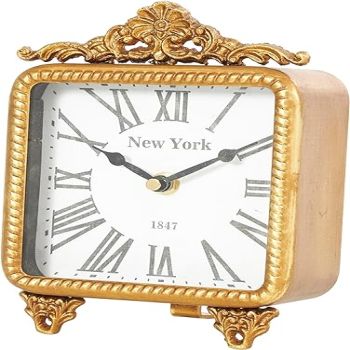 Deco 79 Metal Scroll Antique Style Clock, 6 x 3 x 8, Gold