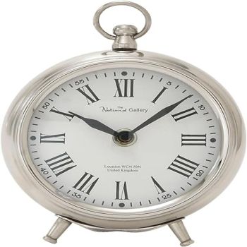 Deco 79 Stainless Steel Clock with Ring Top, 5 x 2 x 6, Silver