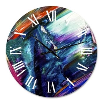 DESIGN ART Designart 'Oil on Canvas Textured Composition VII' Modern wall clock 16 In. Wide x 16 In. High