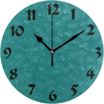 Dreamtimes Green Solid Color Round Wall Clock,Silent Non Ticking Battery Operated Accurate Home Clock,Vintage Farmhouse Wall Decor,10 Inch