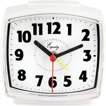 Equity by La Crosse 33100 Electric Silent Analog Alarm Clock with Lighted Dial, White