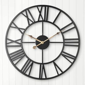 Evursua 14 Inch Wall Clocks for Living Room Decor, Big Metal Wall Art Clocks Silent Analog Battery Operated, Black Modern Farmhouse Clock for Kitchen, Office, Bedroom