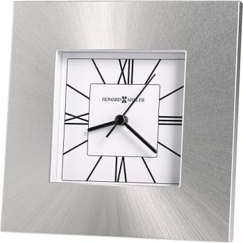 Howard Miller Kendal Table Clock 645-749 – Silver Square Aluminum Home Decor with Quartz Movement