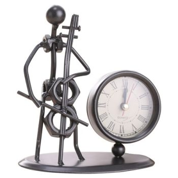 iju7gthy 4th of July Party Iron Stainless Steel Small Desk Clock Iron Personality Clock Gift Birthday Gift Iron Table Alarm Clock with Musical Instruments Gadgets Decoration Craft