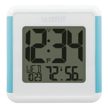 La Crosse Technology Blue Splash-Proof Shower Cube Atomic LCD Clock, 515-1912