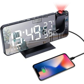 Newest 2023 Projector Alarm Clock for Bedroom Ceiling, Projection Digital Clock Radio with USB Charger Ports, Dual Alarms