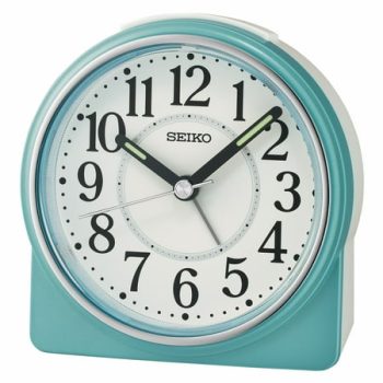 Seiko 4 inch Marui Beep Alarm Metallic Blue Analog Quartz Traditional Desk Clock QHE198LLH