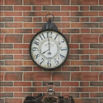 Studio 350 Black Metal Distressed Pocket Watch Inspired Decorative Wall Clock with Beige Clockface