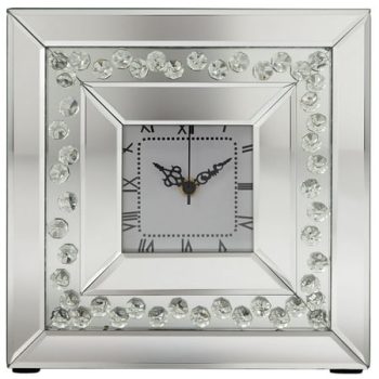 Studio 55D Remington Crystal and Mirror 10 1/4 Square Table Clock