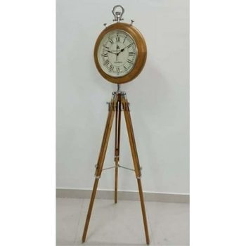 THOR INSTRUMENTS Beautiful Wooden Clock Floor Clock Office Floor Clock Nautical Wooden Tripod Stand Clock Room Corner Clocks Grandfather Clock Home Decorative Clock Victorian Floor Clock