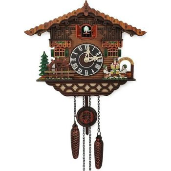 Traditional Black Forest Cuckoo Clock, Newly Wood Coo Coo Clock Decorative Wall Clock with Pendulum and Chiming Function - Perfect Wall Clocks for Home Livingroom Decor