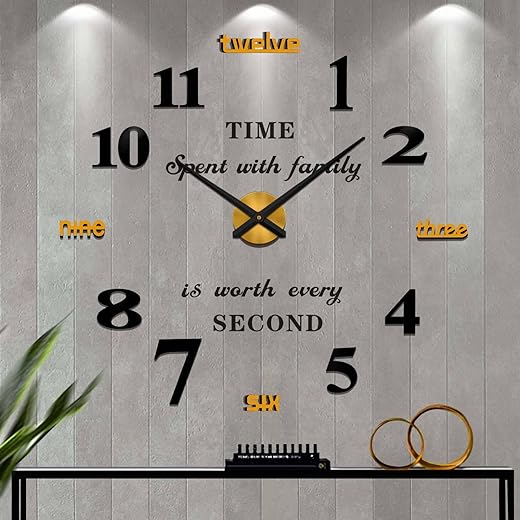 VANGOLD Giant Wall Clock for Living Room Decor, Decorative Wall Clocks Battery Operated (Gold Wall Decor)